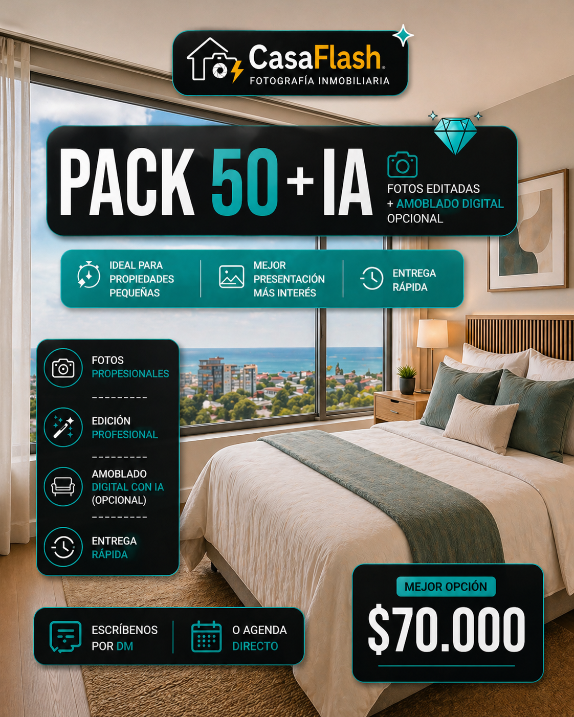 Pack 50 Fotos + IA | Fotografía Inmobiliaria CasaFlash